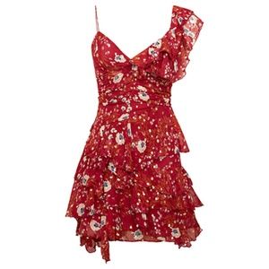 Isabel Marant Off Shoulder Red Floral Dress